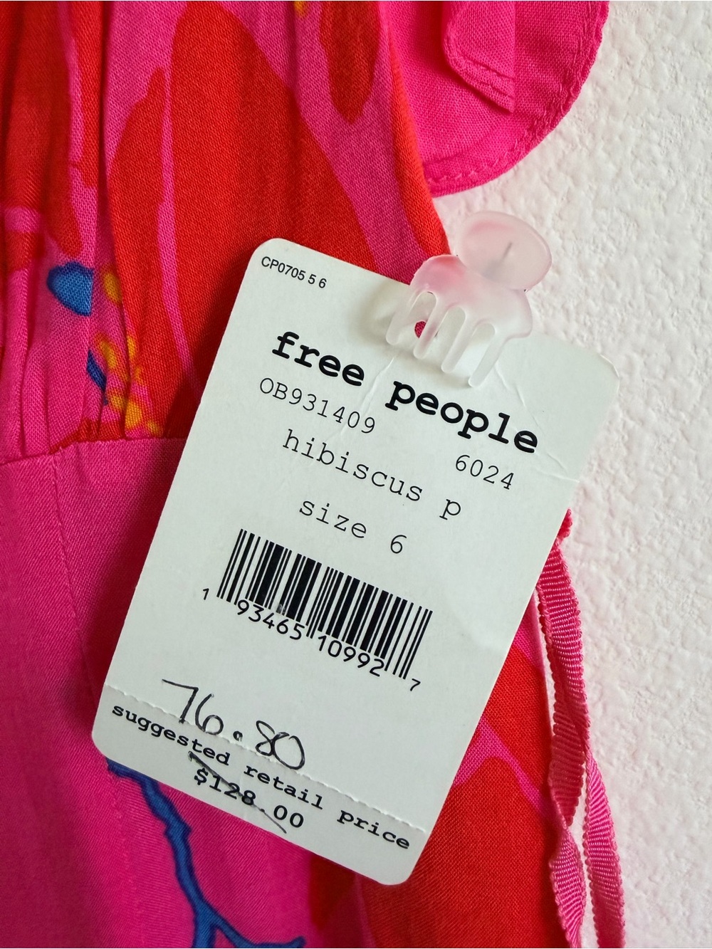 Free People - She’s a Waterfall - Size 6 
Bright Pink Floral V-Neck Maxi Dress - Picture 4 of 9